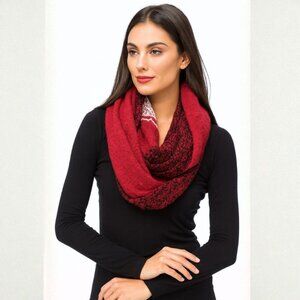 Burgundy Blanket Infinity Scarf Cozy Warm Color Block NWT